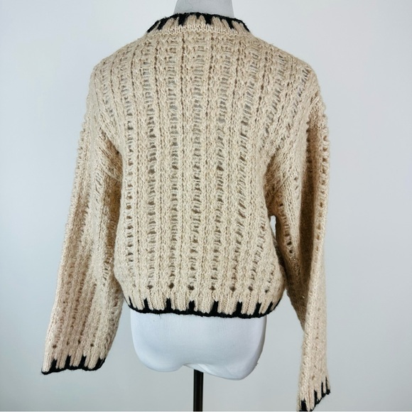 MANGO Contrast Trim Wool Blend Sweater Size Small - Picture 8 of 9